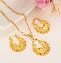 gold Ethiopian Jewelry Set Pendant Necklace Earring Fashion dubai Design Gold Nigeria women girls wedding bridal set charms gift7628686