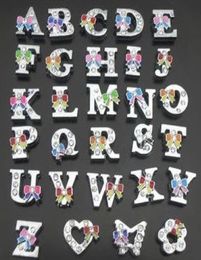 260PcsLot 8mm Alloy Slider Rhinestone Letter Charms AZ With Bowknot Colorful1317977