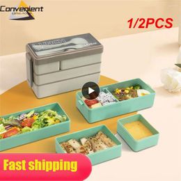 Dinnerware 1/2PCS Three-layer Lunch Box Large Capacity Durable Health Microwave Available Security Portable Three Layers