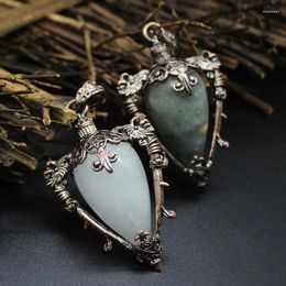 Pendant Necklaces Red Bronze Healing Water Drop Crystal For Divination Dowsing Reiki Natural Stone Gem Quartz Amethyst Pendulos