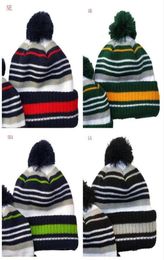 NEW Men039s All Team Knitted Cuffed Pom Beanie Hats Striped Sideline Wool Warm Baseball Beanie Cap For Men039s Women039s 7625534