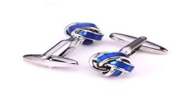 HYX Luxury shirt Blue knot cufflink for mens Brand cuff buttons cuff links High Quality abotoaduras Jewelry3824758