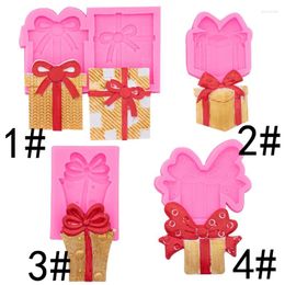 Baking Moulds Fondant Cake Bow Gift Box Dress Silicone Mold Chocolate Ornaments Decorative Accessories Drop Glue Mould -A715