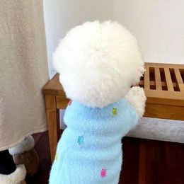 Dog Apparel Fashion Sweater Winter Warm Clothes Yorkshire Teddy Bichon Solid Knitted Pet Soft Pullover Cute Two Legged