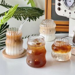 Transparent Glass Cup Exquisite Heatresistant Tumbler Tea Juice Milk Coffee Mug Water Glasses Stripe Drinkware 350ml865ml 240510
