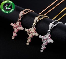 Mens Diamond Chains Pendant Cross Necklace Luxury Designer Hip Hop Jewelry Charm with Tennis Chain Rapper Fashion Accessories3498692