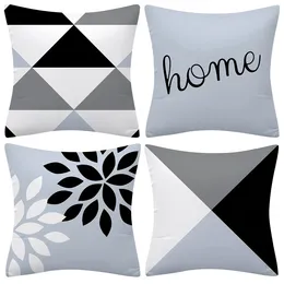 Pillow Light Blue Gray White Black Geometric Pillowcase Sofa Cover Home Decor Can Be Customized For You 40x40 50x50