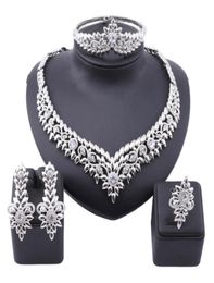 African Crystal Jewellery Set Fashion Indian Jewellery Sets Bridal Wedding Party Elegant Women Necklace Bracelet Earrings Ring5641597