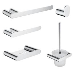 Bathroom Accessories Set Chrome Towel Rack Bar Robe Hook Toilet Brush Holder Wall Mounted Toilet Paper Soap Basket6090580