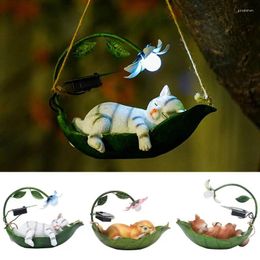 Decorative Figurines Solar Lights Animal Waterproof Swing Sculpture LED Light For Garden Ornaments Home