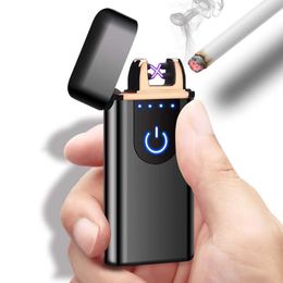 Free Sample Finger Touch Button Lighter Hot Sale Double Arc Usb Lighter Rechargeable Lighter