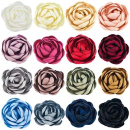 50pcs 5CM 9CM Burnt Edge Satin Rose Clip Mexican Flower Hair Chest Head DIY Handmade Wedding Hair Accessories HDN595 240430