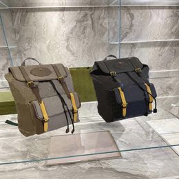 Classic Mens Soft Travel Backpack Katy Perry Sup Web Straps Brown Yellow Vintage Canvas Bag Luxurys Designer Shoulder Bags 265U