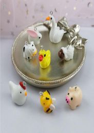 JINGLANG Resin Cute Animal Charm Little Yellow Bee Goose Chicken Earrings Pendant Necklace Bracelet Charms Accessories9821462