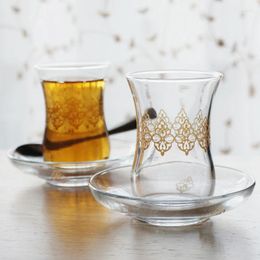 Cups Saucers Court Style Professional Turkey Mug Saucer Sets Golden Applique Noble Espresso Mini Coffee S Glass