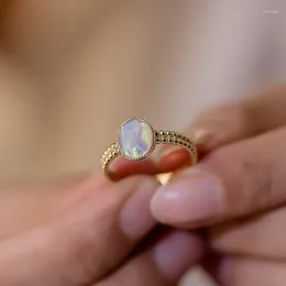 Cluster Rings Vintage Coloured High Quality Couple Ring Creative Radiant Fashionable Opal For Women Engagement Banquet Jewellery Opening
