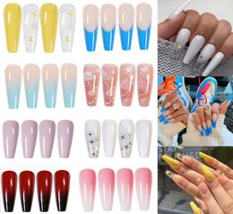 24pcs Professional Fake Nails Long Ballerina Half French Acrylic Nail Tips Press On Nails Full Cover Manicure Beauty Tools5718892