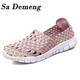 Casual Shoes Sa Demeng Woman Woven Summer Breathable Handmade Fashion Comfortable Sneakers Women Flats Sandals Zapato