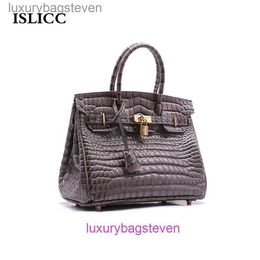 10A Original 1:1 Hremms Birkks 9a Top Quality Bag Women Purse Designer Tote Bags Gold Buckle Genuine Leather Crocodile Pattern High Gloss Bead Commuting with Real Logo