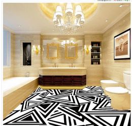 Wallpapers Waterproof Floor Mural Painting Abstract Geometric Bathroom Living Room Self-adhesive 3D