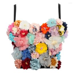 Women's Tanks Sexy 3d Flowers Crop Top Fashion Sling Corset Festival Outfit Rave Club For Women Party Elegant Sweet Bra
