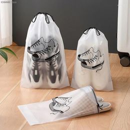 Storage Bags 2Pcs Portable PE Transparent Shoes Bag Travel Packing Drawstring Pouch Foldable Waterproof Dust-proof Home