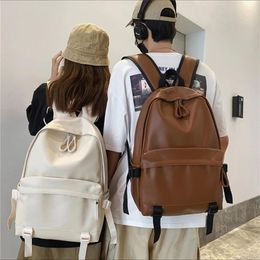 Backpack Large Capacity Women PU Leather Rucksack Simple All-Match Knapsack Travel Backpacks Shoulder School Bags For Teenage