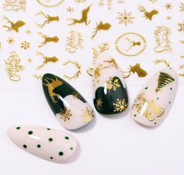 Christmas Series 3D Nail Sticker Colourful Gold Snow Deer Design Transfer Stickers Slider Decal DIY Nail Art Decoration2268130