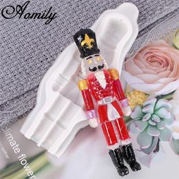 Baking Moulds Aomily 3D Cartoon Nutcracker Fondant Silicone Mold Candle Sugar Craft Tool Chocolate Cake Mould Kitchen Decorating