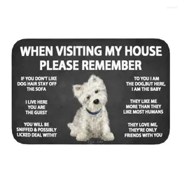 Carpets West Highland White Terrier Front Door Mat Anti-Slip Westie Dogs House Rules Doormat Floor Bath Entrance Rug Carpet