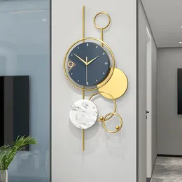 Wall Clocks 1pc Round Large Decorative Clock Metal Case Modern Simplicity Light Luxury Battery Powered