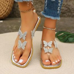 Slippers Shoes Ladies 2024 Summer Fashion Flip Flops Women Pinch Toe Dress Crystal Plus Size 43 Zapatos De Mujer