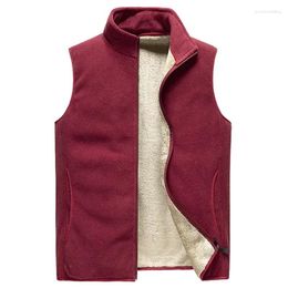 Men's Vests Man Warm Winter Clothing Velvet Faux Fur Sleeveless Jacket Red Waistcoat Men Cotton-Padded Oversized Zip Up Vest Male 8xl