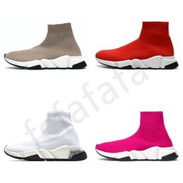 New hot designer sock shoes men women Graffiti White Black Red Beige Pink Clear Sole Lace-up Neon Yellow speed runner trainers flat platform casual sneakers gbj