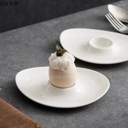 Plates Pure White Water Ripple Ceramic Dining Plate Creative Egg Tray Sushi Dessert Molecular Cuisine Specialty Tableware
