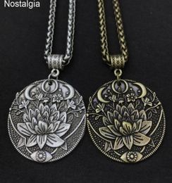 Spiritual Jewellery KARMA Buddha Wiccan Lotus Flower Wicca Moon Necklace Men Women Accessories Witchcraft Witch Jewlery4910446