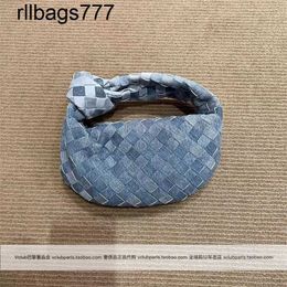Venetabottegs Handbag 22 Autumn/winter Jodie Blue Imitation Denim Leather Knitted Mini Wristband