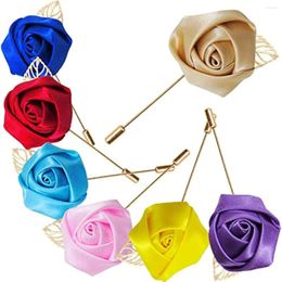Decorative Flowers 12Pcs Artificial Rose Flower Pins Groom Suit Lapel Pin Buttons Men's Corsages For Wedding Party Anniversary