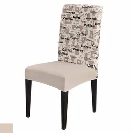 Chair Covers Coffee Pattern Beans Dining Spandex Stretch Seat Cover For Wedding Kitchen Banquet Party Case