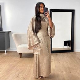 Ethnic Clothing Muslim Dresses For Women Stand Collar Flared Sleeves Evening Party Abaya Dubai Turk Islamic Ramadan Kaftan (No Scarf)