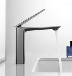 Bathroom Sink Faucets Tuqiu Gold Basin Faucet Grey Mixer Tap Grey/Black Wash Single Handle And Cold Waterfall