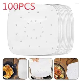 Double Boilers 100Pc/Bag Air Fryer Non-Stick Steaming Steamer Liners Basket Mat Disposable Silicone Oil Paper Kitchen Cooking Tools