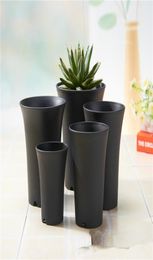 Black White plastic mini flower pot home office desk Indoor Potted Garden Decor Planter Root Container6874846