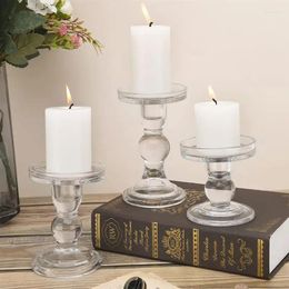 Candle Holders Glass Pillar Candles Taper Holder Wedding Decoration Candlestick Set