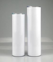 Sublimation Straight Tumbler Stainless steel blank white cup with lid Cylinder bottle fast sea BWC36069798025