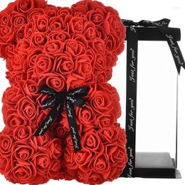 Decorative Flowers 1PC Artificial Rose Bear Creative Eternal Flower Small Decoration Mother's Day Gift Wedding Birthday Party Deco