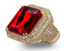 mens ring vintage hip hop Jewellery ruby Zircon iced out copper ring High grade luxury for lover wedding fashion Jewellery whole1286611706176