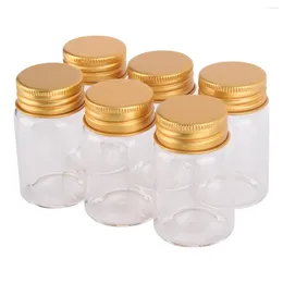 Storage Bottles 6 Pieces 40ml Glass Candy Jars With Golden Aluminium Caps Size 37x60mm Clear Vials For Wedding Favours