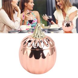 Mugs 500ml 304 Stainless Steel Pumpkin Wine Glass Shaped Rose Gold Practical Mug With Lid