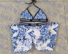 Vintage Bikini Sports Pants Designer Yoga Clothes Be Pattern Swimsuit For Women Sexy Tracksuit1049763